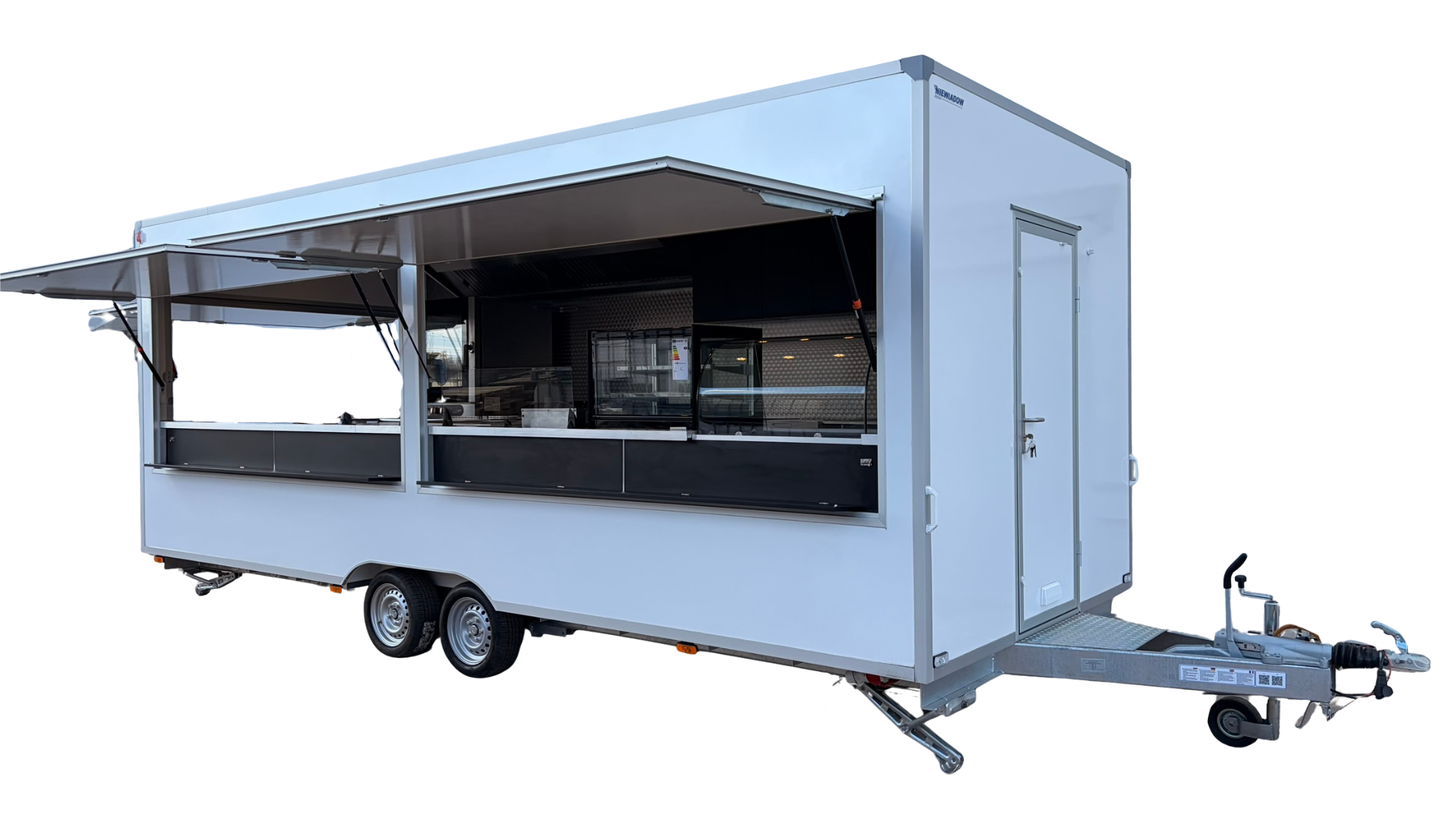 XXL Imbissanhänger 6,2 m weiß Außenansicht Verkaufsanhänger Gastronomie