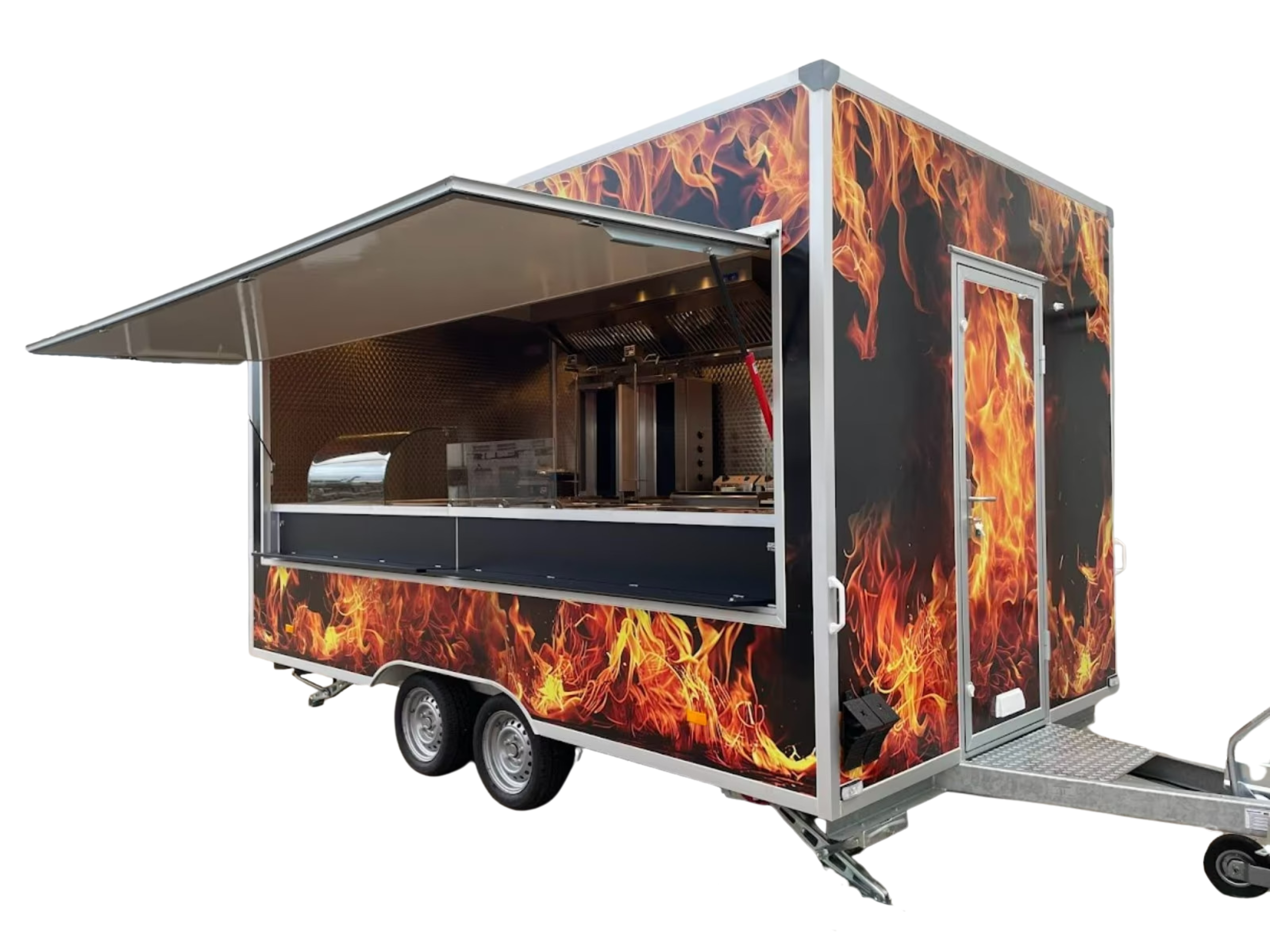 Komplett ausgestatteter Imbissanhänger für Döner und Street Food mit Edelstahl Küche und Dunstabzug von FlexFuse GmbH